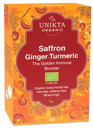 saffron ginger turmeric, Unikta golden immune booster herbal tea blend