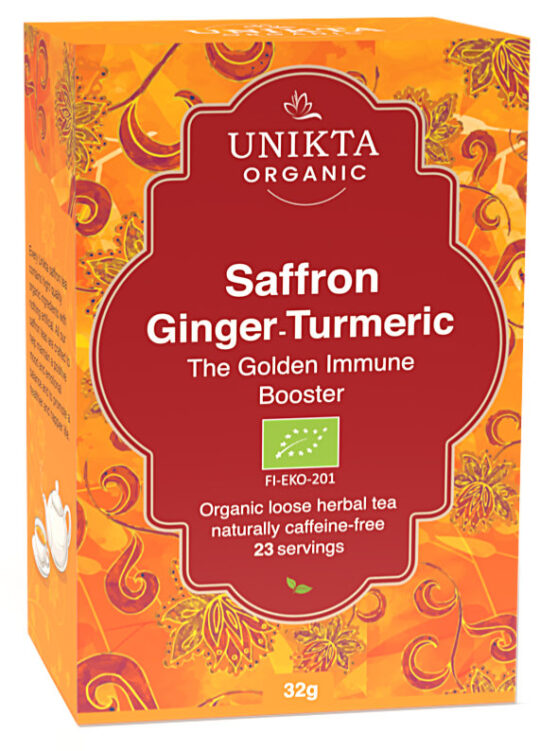 saffron ginger turmeric, Unikta golden immune booster herbal tea blend