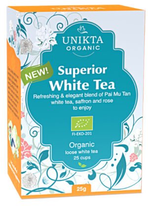 superior white tea, Unikta organic saffron tea blend